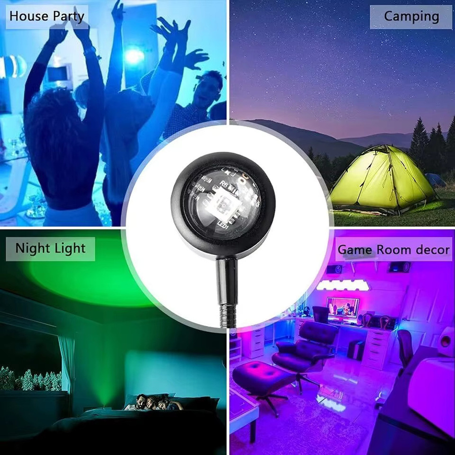 SEamopar RGB Sonnenuntergang Lampe LED Projektor mit Regenbogen- und Neon-Effekt für die Wanddekoration in Rot und 7 Farben - Bild 5