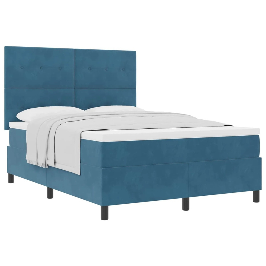 vidaXL Boxspringbett mit Matratze und Taschenfederkern in Dunkelblau, B/T/H: 160 x 200 x 280 cm - Bild 2