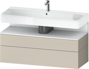 Duravit Waschtischunterschrank Qatego in Weiß und Beige, Wandmontage mit 1 Schrank und 1 Auszug, B/T/H: 119 x 47 x 59 cm - Bild 1