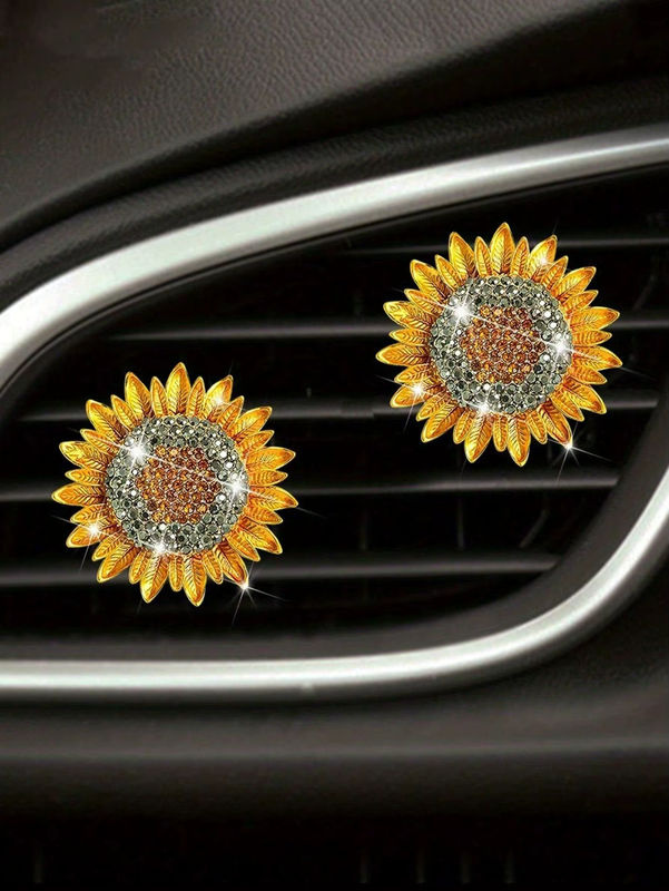 CHEGES Sonnenblumen Fahrzeug Duft Lufterfrischer mit floralem Aroma, Gelb, Kunstharz - Bild 5