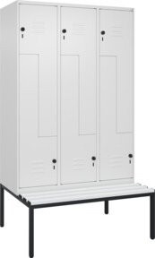 C+P Z-Spind Classic PLUS Sitzbank mit 6 Fächern und Sicherheits-Drehriegel, Farbe: Grau/Grau, B/T/H: 212,0 x 120,0 x 81,5 cm - Bild 1