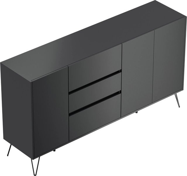 Posseik Sideboard Industrial Q in Grafit mit 3 Schubladen und 3 Türen, Breite: 177 cm - Bild 1