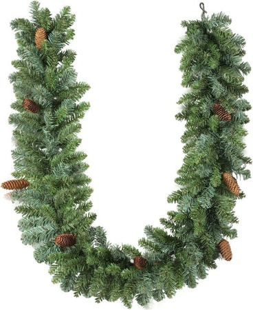 HOMCOM Weihnachtsgirlande in Grün mit Tannenzapfen aus Kunststoff und Metall, B/T/H: 180 x 25 x 25 cm