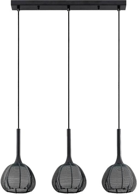 Lucande Pendelleuchte Tetira Modern, 3-flammig, Schwarz, Metall und Glas, E14, Höhe: 230 cm, Durchmesser: 16,5 cm - Bild 1