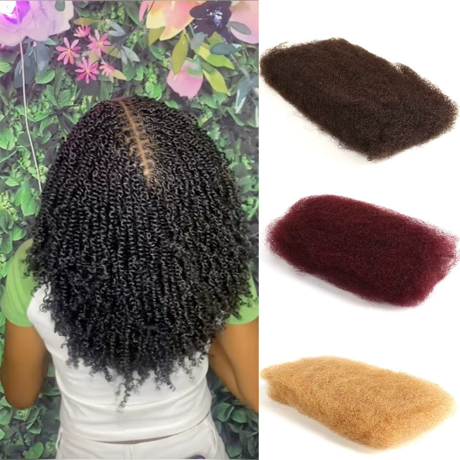 QVR Afro Kinky Bulk Hair, 30 braune Afro Curly Echthaar Remy, Herren - Bild 3
