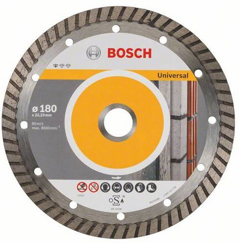Bosch Diamanttrennscheibe Standard for Universal Turbo für Beton, Durchmesser: 180 mm, Bohrung: 22,23 mm, Dicke: 2,5 mm, Breite: 10 mm - Bild 1