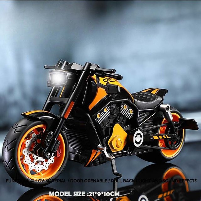 Linyi toy car Harley Vintage Motorradmodell, mit Sound und Licht, ab 14 Jahren - Bild 1