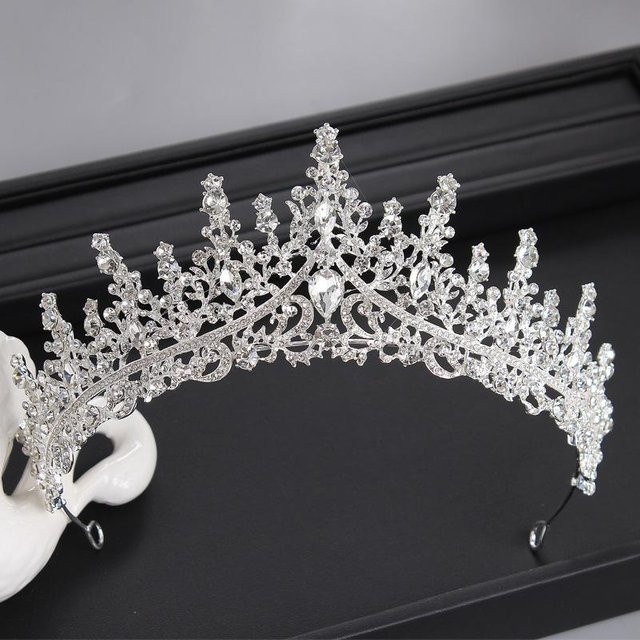 Wucifang Jewelry Krone Kopfschmuck, Messing, Silber, Zirkonia, Kristall, Damen - Bild 1