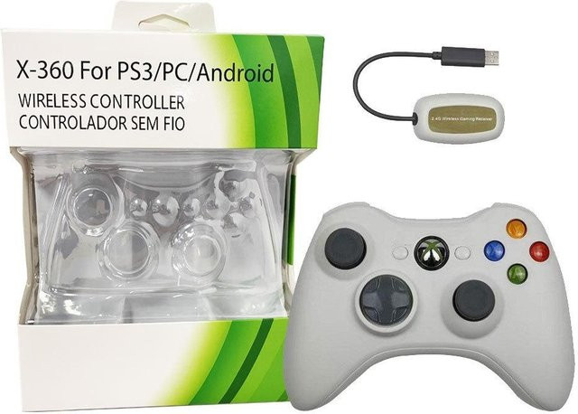 Joyful time 2,4G Drahtloser Gamecontroller mit USB-Empfänger für PC und Steam, Plug-and-Play-Gamepad in Weiß, B/T/H: 16 x 12 x 6 cm - Bild 1