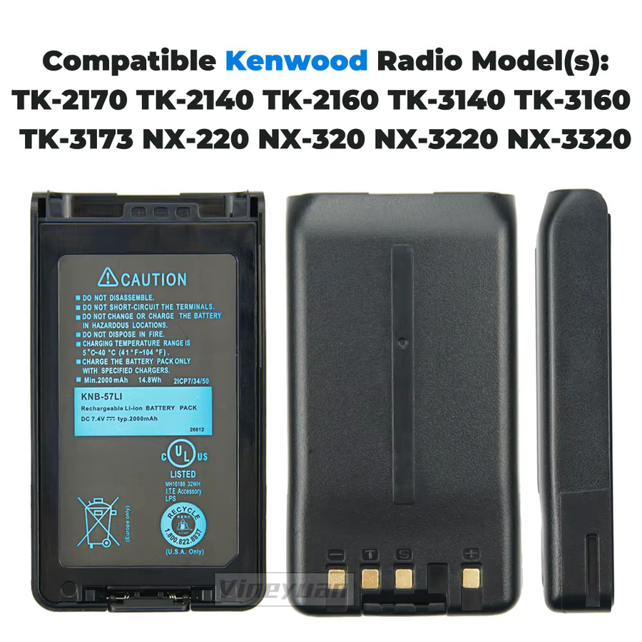 Kenwood Ersatzakku KNB-57L KNB-35L KNB-55L in Schwarz mit 2000 mAh für Funkgeräte TK-2170 TK-2140 TK-2160 TK-3140 NX-220 NX-320 - Bild 5