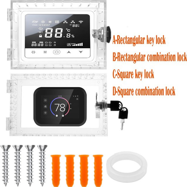 Universelle Wand-Thermostat-Schutzbox aus transparentem Acryl mit Schloss zur einfachen Installation - Bild 1