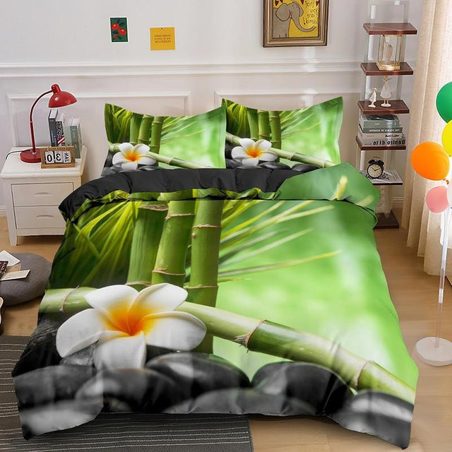 Bettwäsche-Set Zen Stone Grün von JMG Household Supplies mit Natur-Wasser-Druck, Material Mikrofaser, B/H: 135 x 200 cm - Bild 1