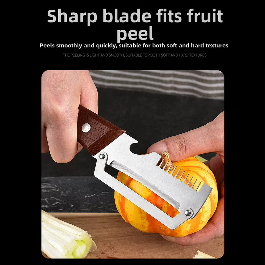 Aihogard Multifunktionales Küchenmesser mit Holzgriff als Schalottenmesser und Flaschenöffner - Bild 4