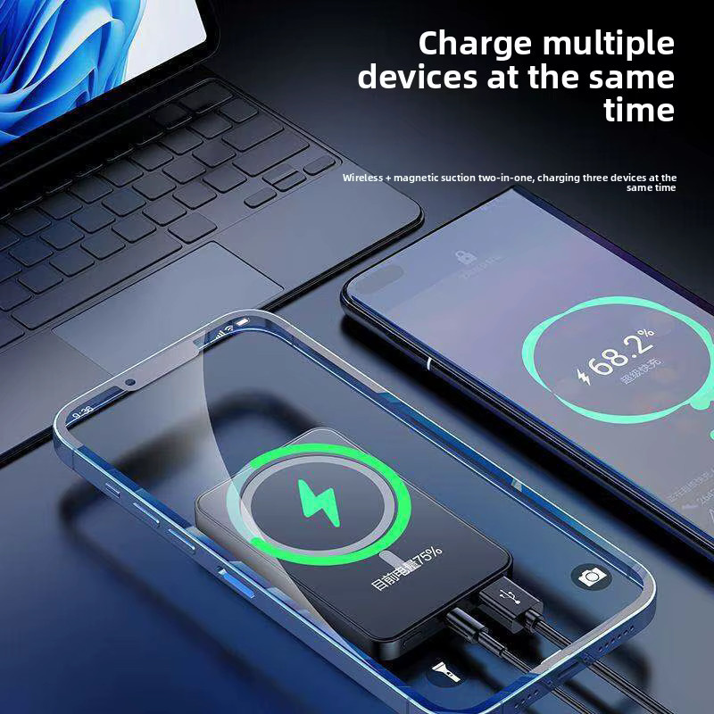 Taepiaai Magnetische Powerbank 20000mAh aus Legierung, Kabelloses Schnell-Ladegerät für iPhone 17 16 15 14 13, MagSafe kompatibler Backup-Akku in Schwarz oder Weiß - Bild 3