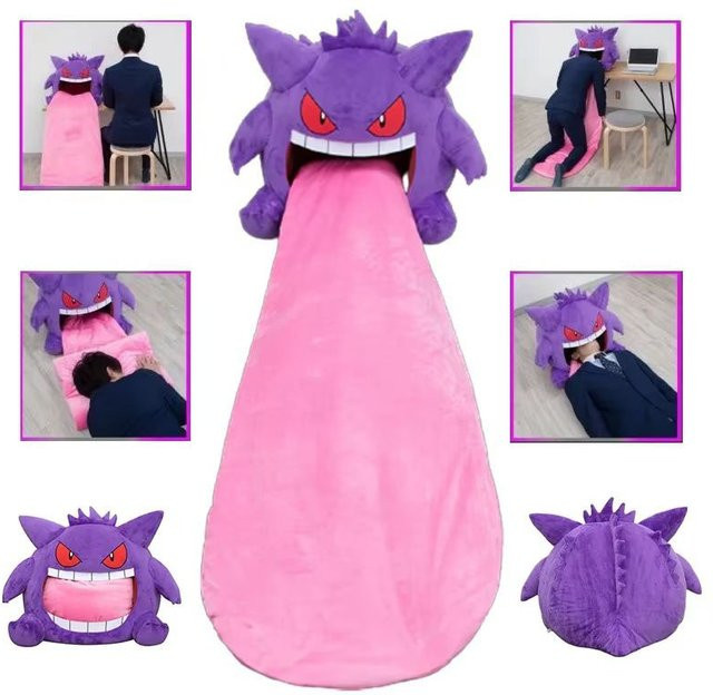 Aoger Pokemon Gengar 2-in-1 Plüschkissen und Decke in Lila - Bild 1