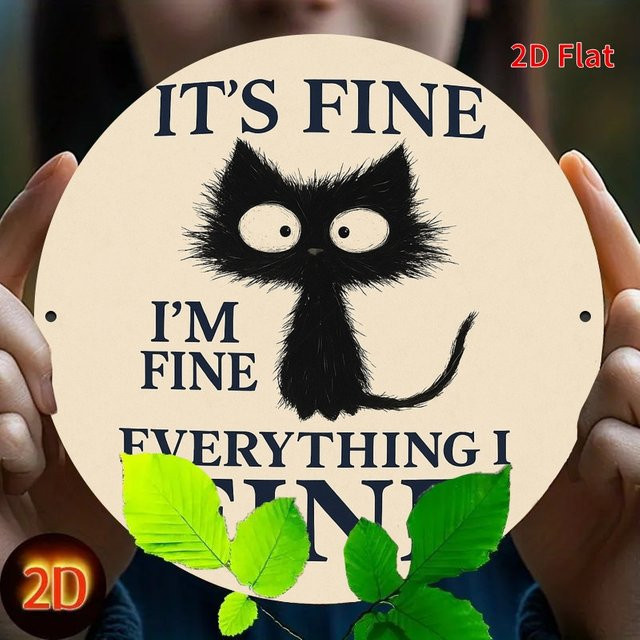 Rundes Vintage-Eisenschild Potdemiel mit Typografie und Tiermotiv, Mehrfarbig, Durchmesser: 20 cm - Bild 1