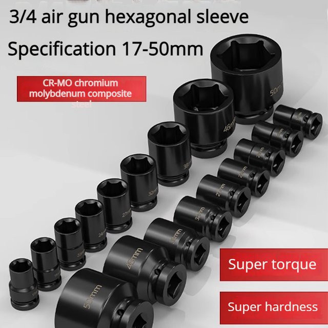 AXE SHAN Steckschlüsselsatz 3/4 Zoll 17-50mm Innensechskant Heavy Duty in Schwarz - Bild 1