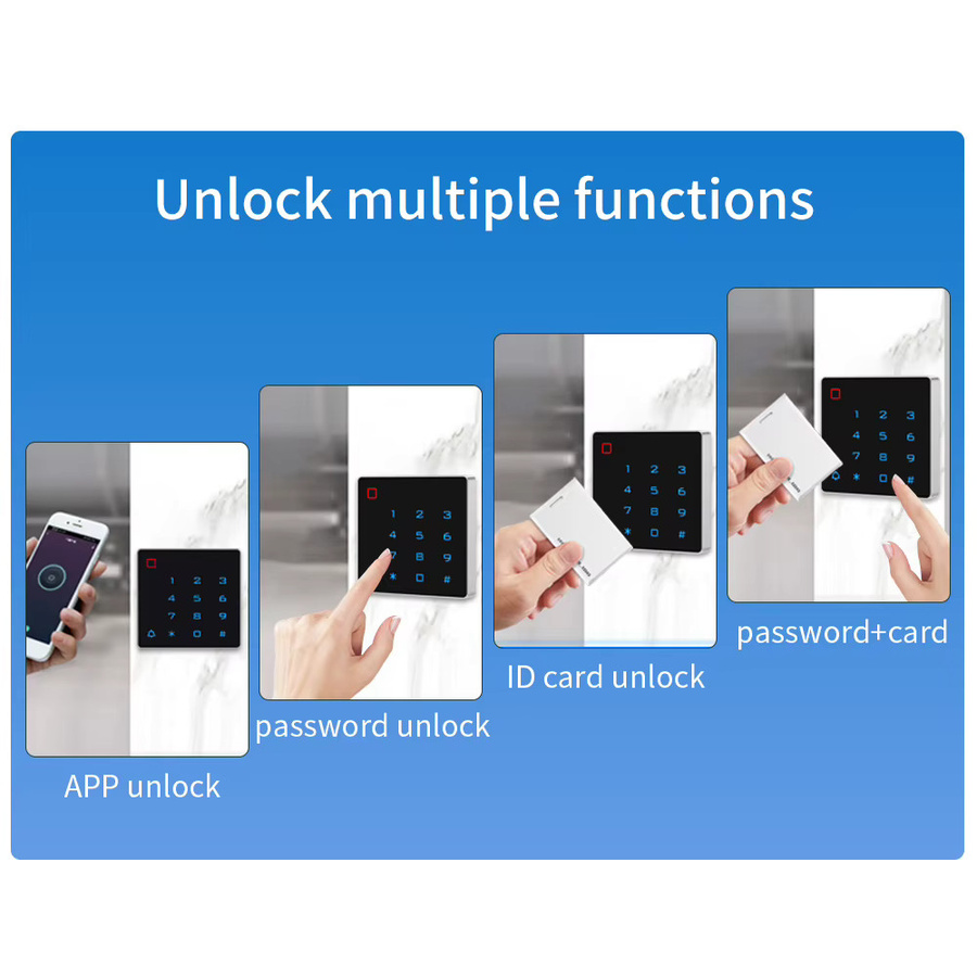 LUCKING DOOR Intelligentes RFID-Türeinstiegs-Tastenfeld mit Hintergrundbeleuchtung und EM-Zugangskontrolle, Tuya App Unterstützung, Wiegand-Lesegerät, Farbe: Schwarz - Bild 5