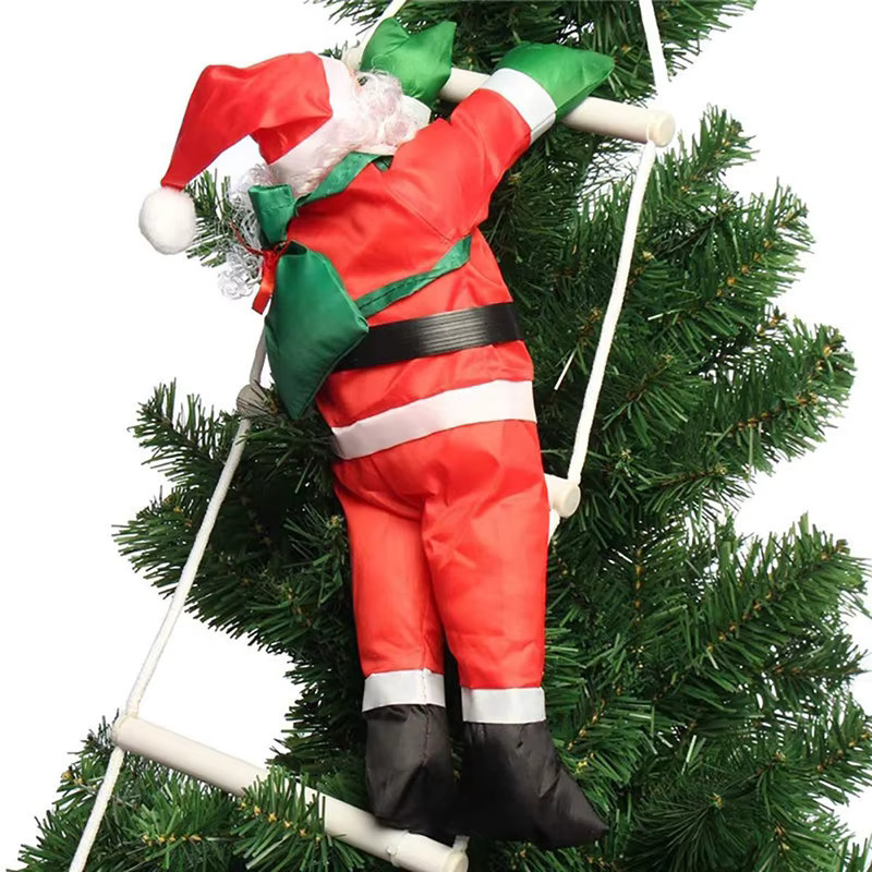 Beeinch Weihnachtsschmuck Santa Claus mit Kletterleiter als hängender Anhänger in Rot - Bild 3