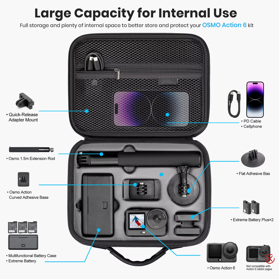 DJI Hartschalen-Reisetasche für Osmo Action 6 Kamera-Zubehör in Schwarz - Bild 2