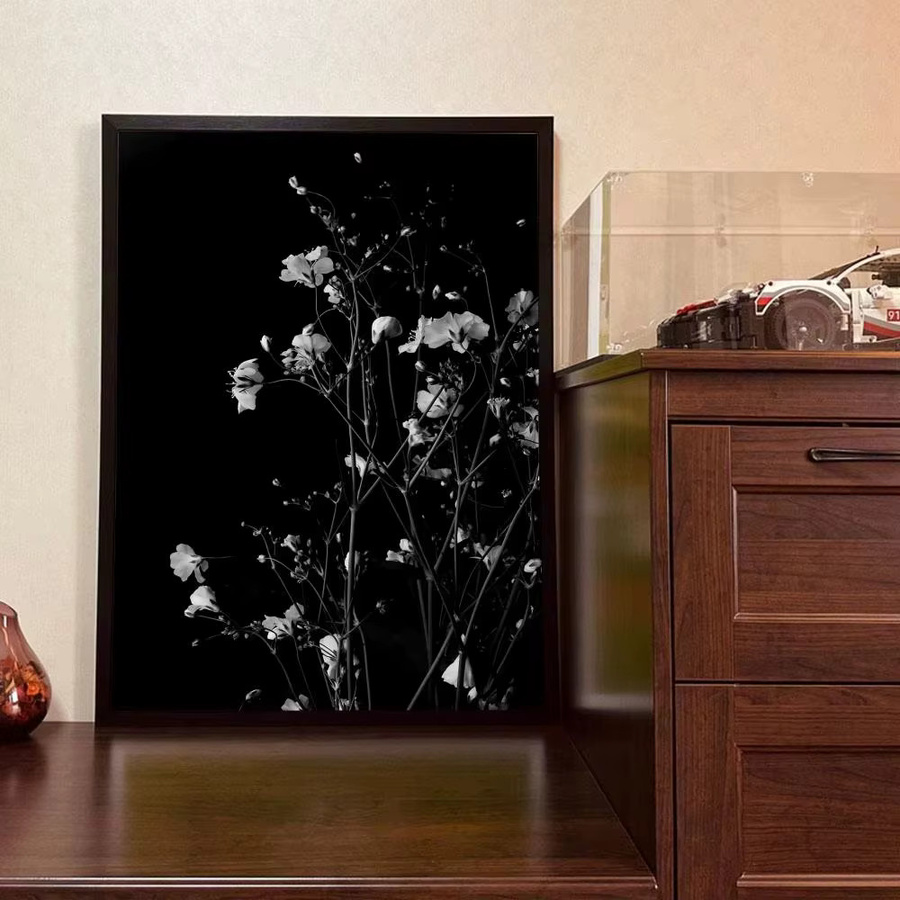 Potdemiel Wandkunst Leinwandmalerei mit floralem Motiv in Schwarz und Weiß im skandinavischen Design - Bild 3