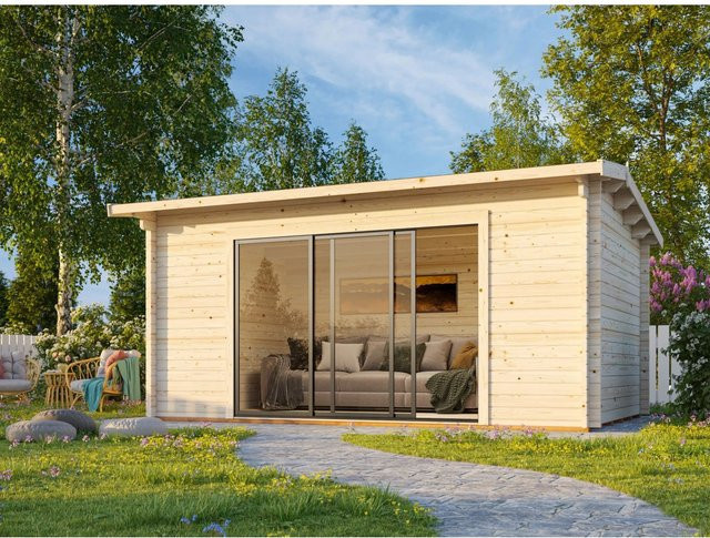 Palmako Gartenhaus Ines Slide aus Fichtenholz in Braun, B/H/T: 480 x 250 x 300 cm - Bild 1
