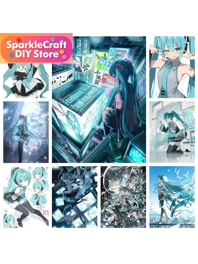 Hatsune Miku Anime DIY 5D Diamantmalerei rahmenloses Ölgemälde in Multicolour zur Wanddekoration - Bild 2