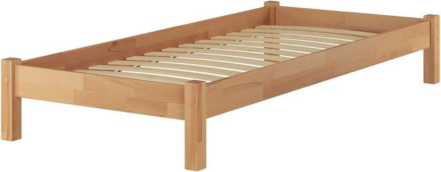 Einzelbett Erst-Holz Modell 84 aus Buche in Beige oder Braun, B/T/H: 100 x 200 x 108 cm - Bild 1