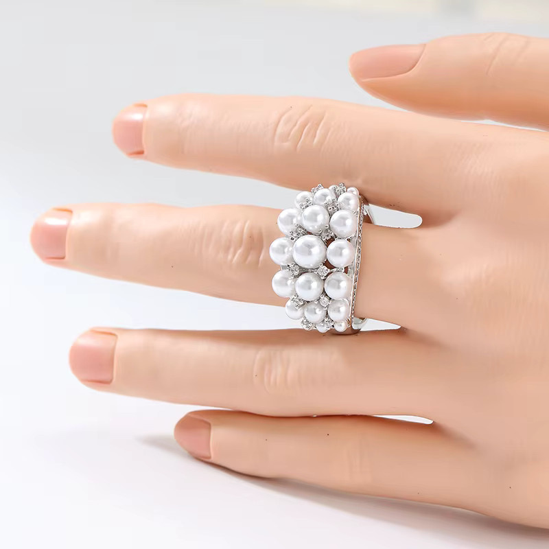 YoYo Ring, Silber, Perle, Zirkonia, Damen - Bild 2