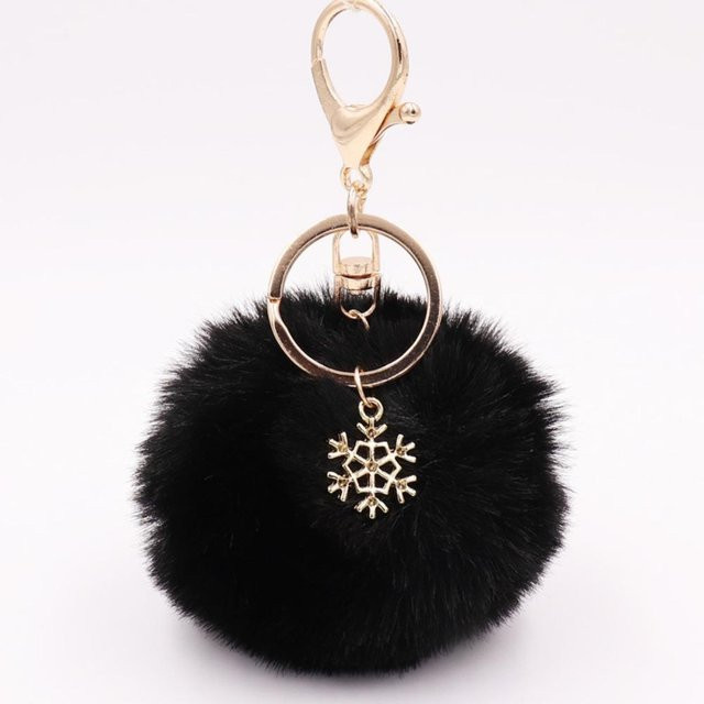 Schlüsselanhänger Linyi toy, Pompom, Plüschball, schwarz, Damen, Mädchen - Bild 1