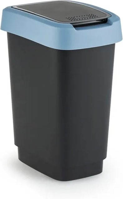 PROREGAL Klassischer Abfalleimer für Innenbereich aus Kunststoff, 10 Liter, Schwarz-Blau, H x B x T: 33 x 18 x 24,8 cm - Bild 1