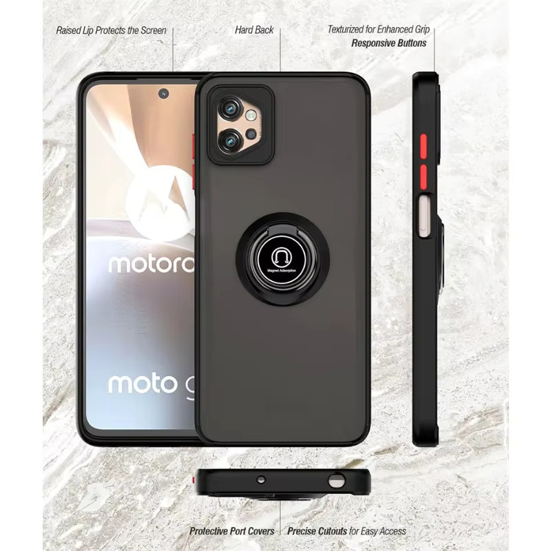 Stoßfeste Rüstungshülle für Motorola G14 G54 G84 G22 G32 G42 G52 G72 G23 G53 E22 E32 E20 E40 mit Magnetringhalter und Ständer in Schwarz - Bild 5