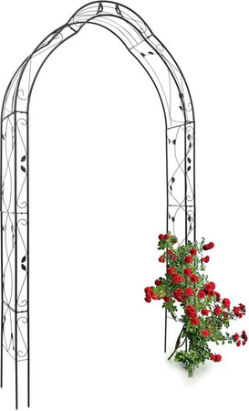 Relaxdays Rosenbogen mit Vogel aus Eisen in Schwarz für Garten und Terrasse, B/H/T: 137 x 255 x 39 cm