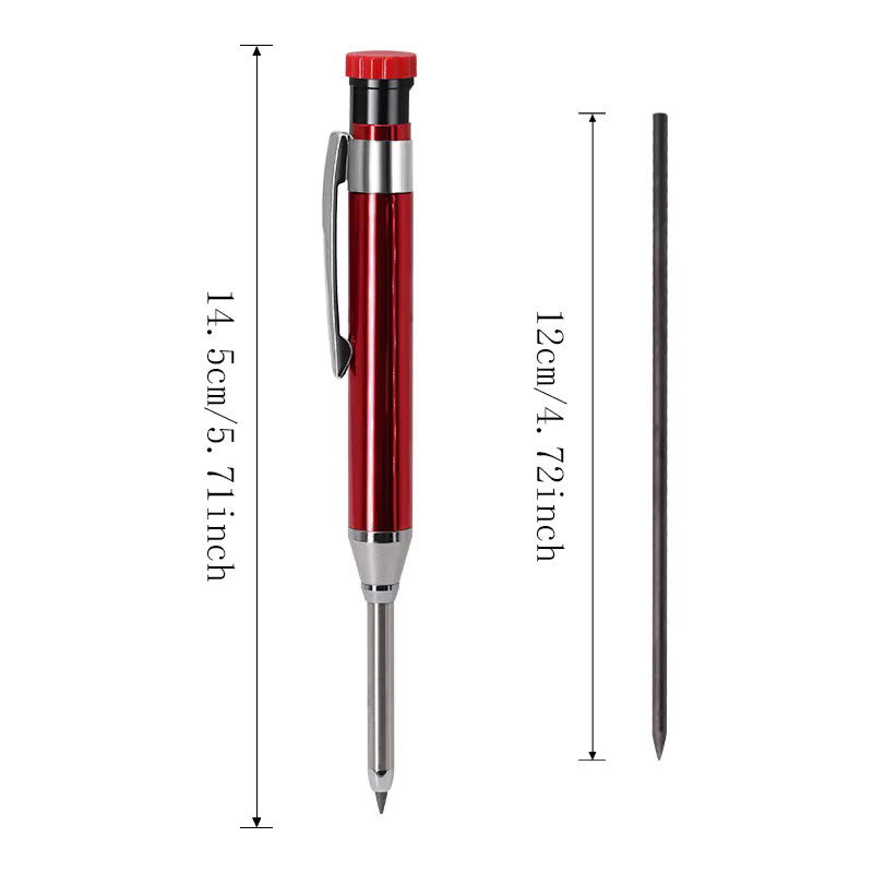 MROOFUL Professioneller Metall-Bleistift mit 2,8mm Graphit-Minen für Holzarbeiten und technische Zeichnungen - Bild 5