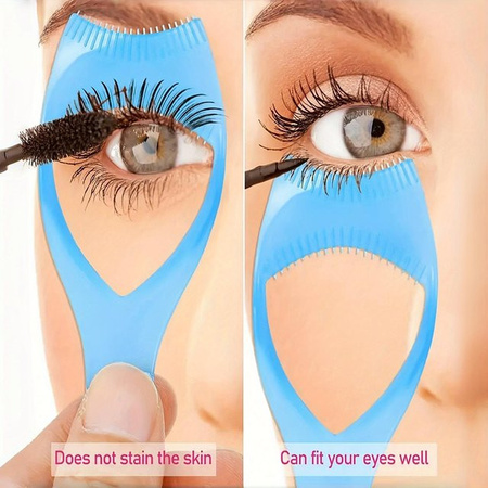 3-in-1 Make-up-Tool Lidschatten Mascara Wimpernkamm Eyeliner Schablone, blue