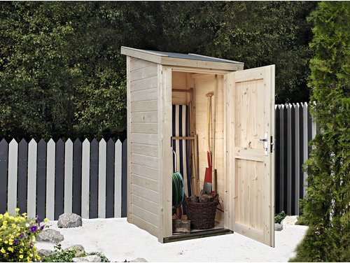 WOLFF FINNHAUS Gartenhaus Premium aus Fichtenholz in Beige, B/H/T: 90 x 174 x 84 cm - Bild 1
