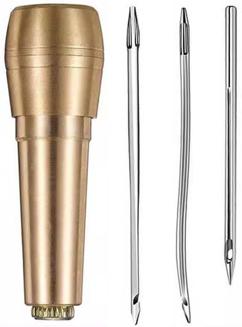 4-teiliges OZXHIXU Nähwerkzeug-Set mit Messinggriff in Gold für DIY Lederhandwerk, Schuhe, Taschen und Zeltreparatur - Bild 1