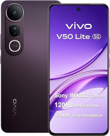 Vivo V50 Lite 5G Smartphone mit 256 GB Speicher, 8 GB RAM, 6.77 Zoll AMOLED Display, 50 MP Kamera, 5200 mAh Akku, Android 15, Schwarz - Bild 1