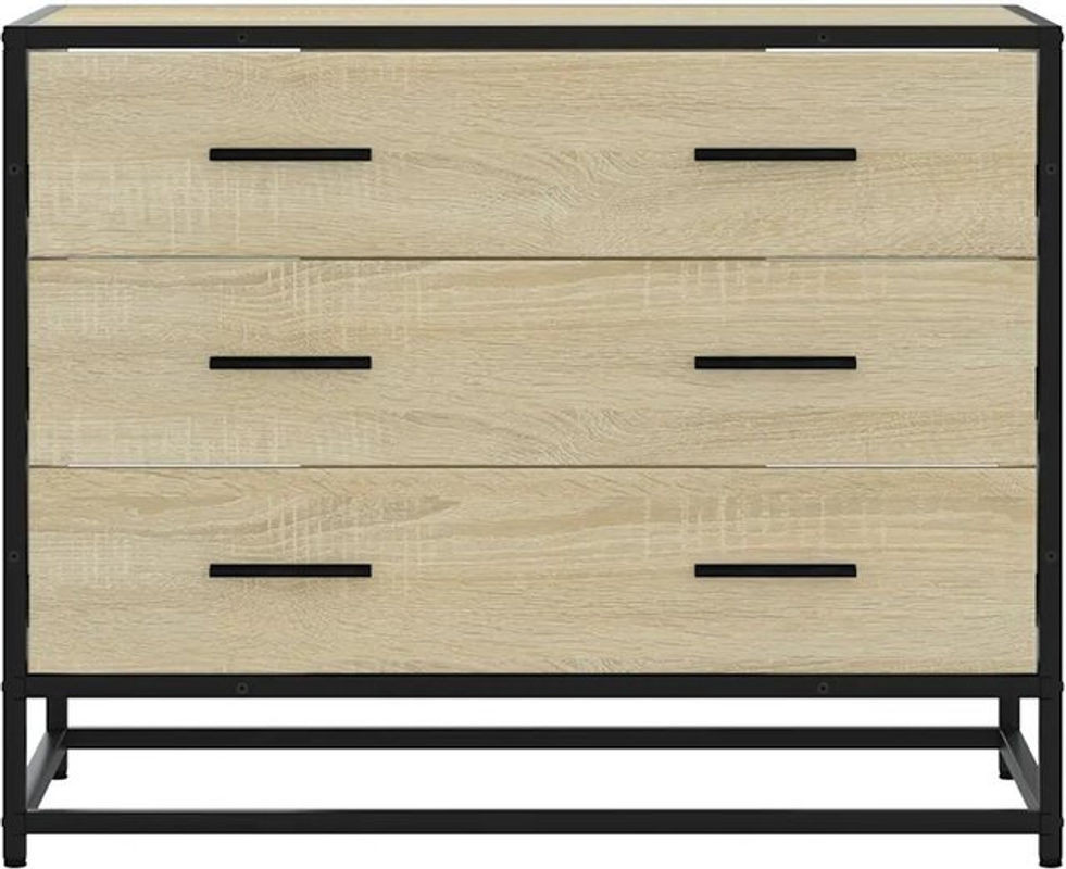 Schubladenschrank Vidaxl im Industrial Design aus Holzwerkstoff und Metall, Farbe Eiche Natur Braun, B/T/H: 70 x 41 x 56 cm - Bild 1