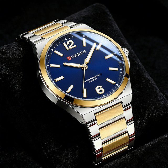 CURREN Armbanduhr, Quarz, Edelstahl, Bicolor, Blau, Herren - Bild 1