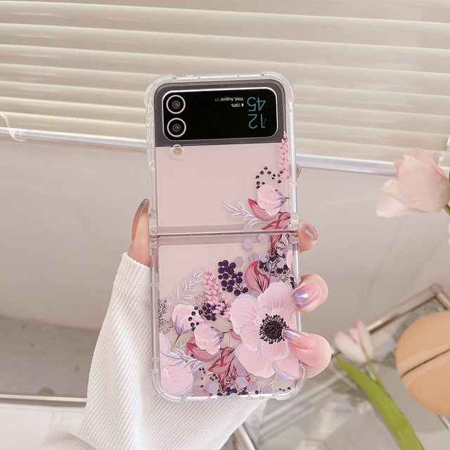 Jitschmni Schmetterlingsarmband und Blumen Design Silikon Hülle für Samsung Galaxy Z Flip 6 5 4 3, Transparent, Stoßfeste Schutzhülle - Bild 1