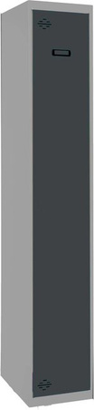 PROREGAL Spind AMEGO Grundmodul mit 1 Abteil als Schließfach und Garderobe, Farbe: Grau-Anthrazit, H x B x T: 180 x 30 x 50 cm