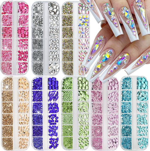 HotPress Nagelkunst Strass-Steine, Gemischt, Runde und Unregelmäßige Kristalle - Bild 1