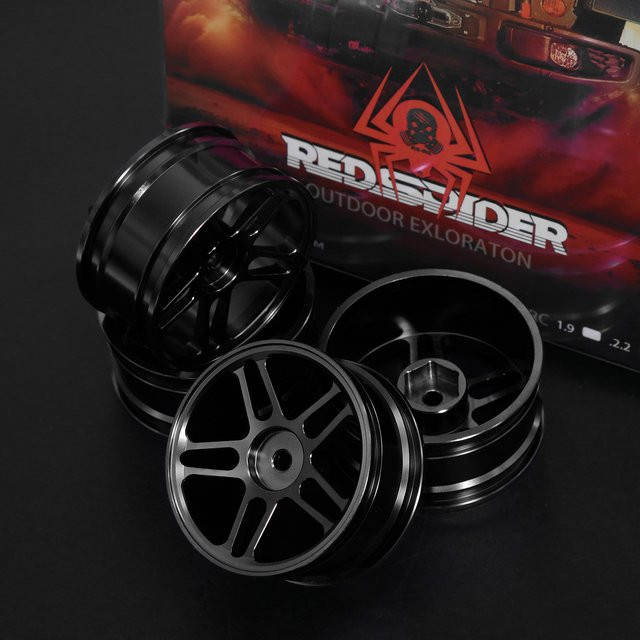 RS RC Drift Car Räder, 4 Stück, 1:10, Metall, Schwarz, Lila, Zubehör - Bild 1