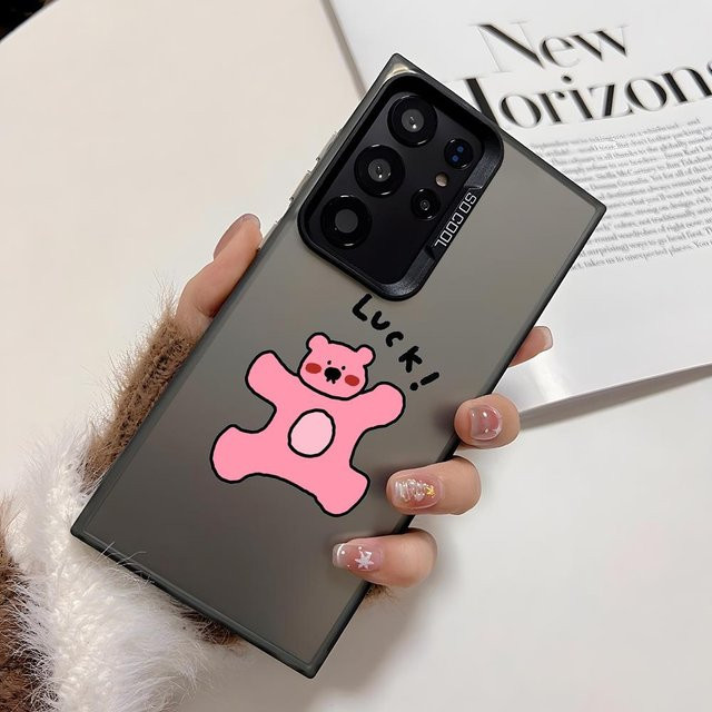 Luck Cat Handyhülle für Samsung Galaxy S25 S24 S23 S22 S21 Ultra Plus in Rosa, Schwarz und Lila mit mattem Laser-Effekt - Bild 1