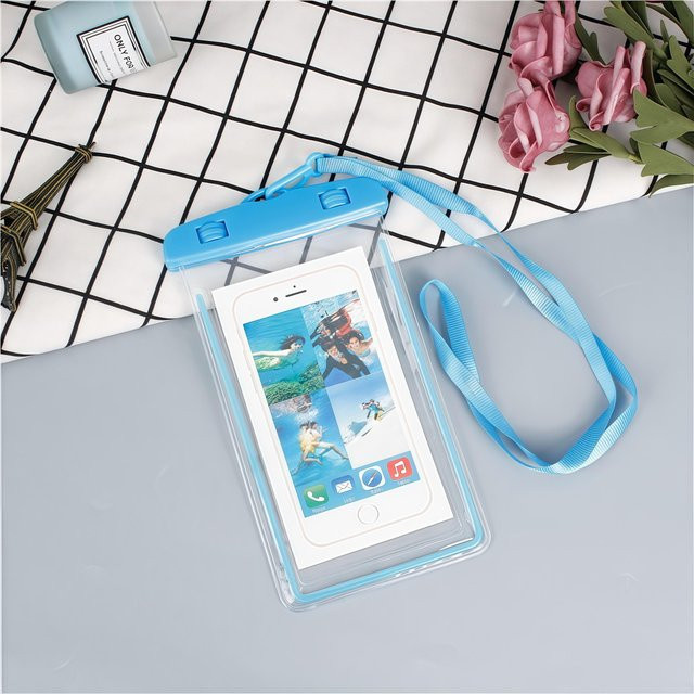 Wasserdichte Handyhülle Yiran Bag in Blau für iPhone und Samsung bis zu 6,8 Zoll mit Unterwasserschutz und Schwimmfunktion - Bild 1