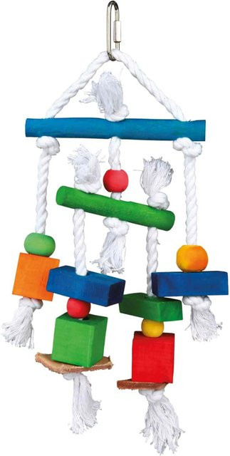 Trixie Vogel-Spielzeug am Tau Bunt, mit Holz und Leder, 24 cm - Bild 1