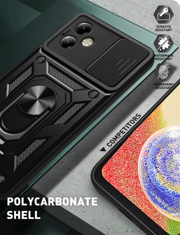 Stoßfeste Schutzhülle für Motorola Moto G14 mit Magnet-Ring und Objektivschutz in Schwarz oder Gold - Bild 2