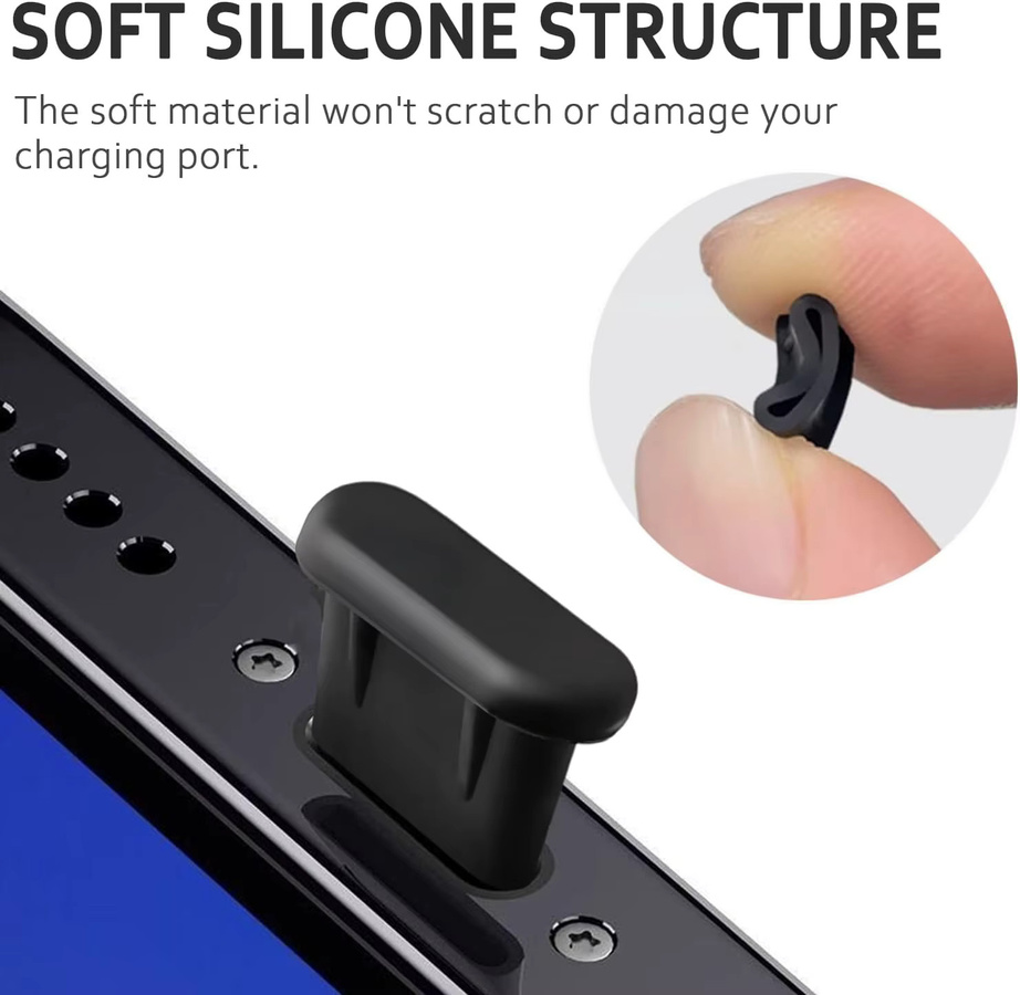 USB-C Staubschutzkappen aus Silikon als Anti-Staub-Schutz für iPhone 15-17, Samsung S20-S25, A Note und alle USB-C-Geräte - Bild 4