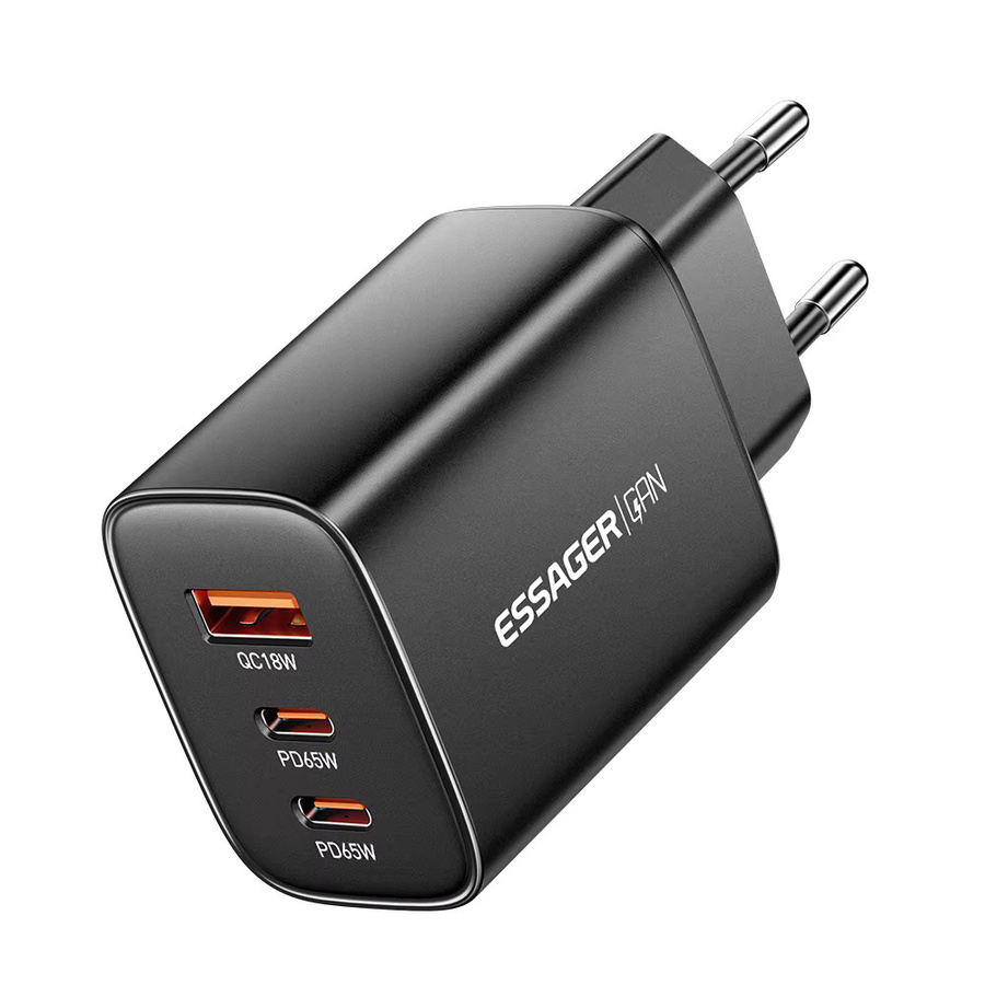 Essager 65 W GaN Ladegerät mit USB-C Quick Charge 4.0 und PD Schnellladefunktion in Schwarz - Bild 7